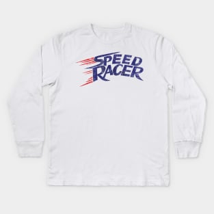 BLUE RETRO SPEED RACER 80S Kids Long Sleeve T-Shirt